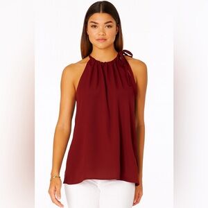 NWT 41 Hawthorn Burgundy Halter Neck Sleeveless Blouse Top Women’s Size Large